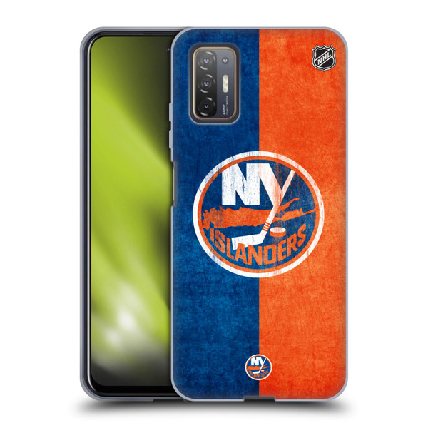 NHL New York Islanders Half Distressed Soft Gel Case for HTC Desire 21 Pro 5G