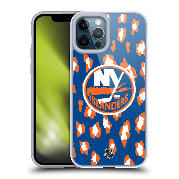 NHL New York Islanders Leopard Pattern Soft Gel Case for Apple iPhone 12 Pro Max