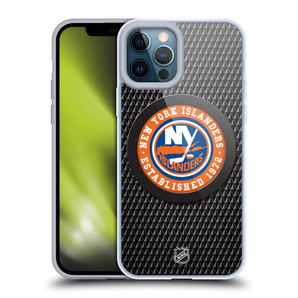 NHL New York Islanders Puck Texture Soft Gel Case for Apple iPhone 12 Pro Max