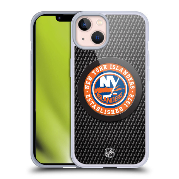 NHL New York Islanders Puck Texture Soft Gel Case for Apple iPhone 13