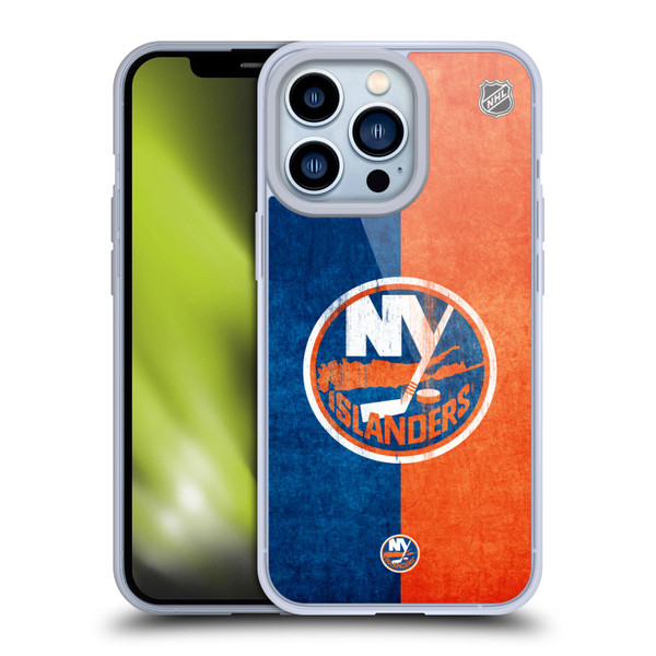 NHL New York Islanders Half Distressed Soft Gel Case for Apple iPhone 13 Pro