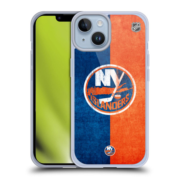 NHL New York Islanders Half Distressed Soft Gel Case for Apple iPhone 14