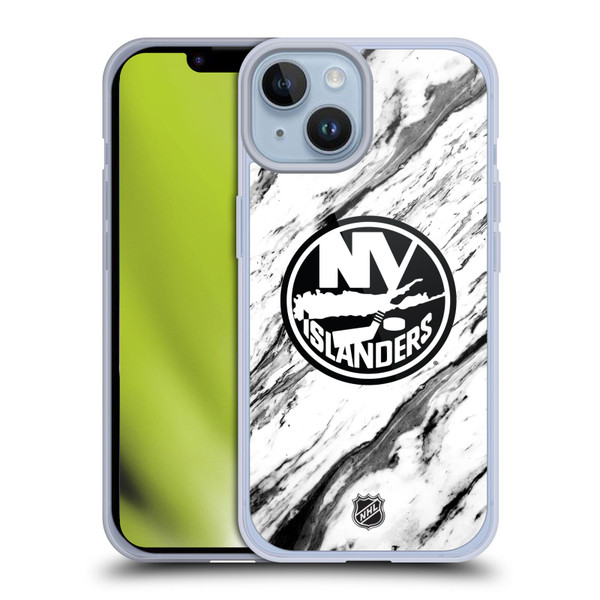 NHL New York Islanders Marble Soft Gel Case for Apple iPhone 14