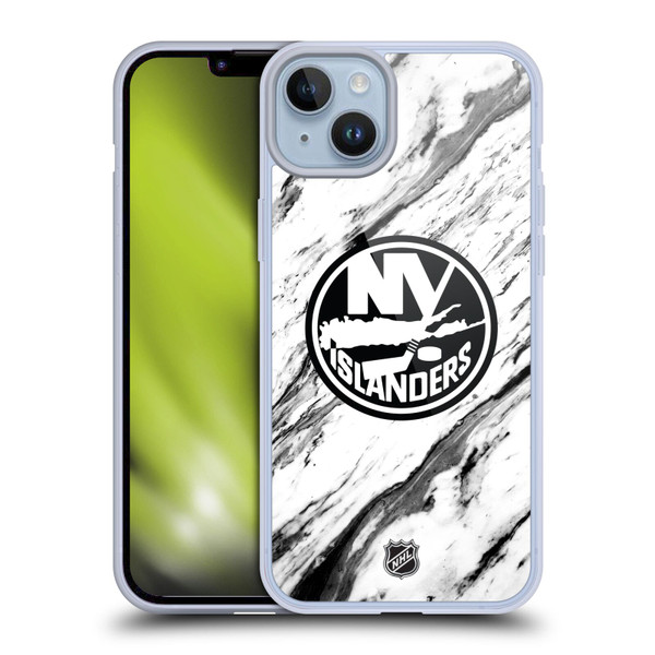 NHL New York Islanders Marble Soft Gel Case for Apple iPhone 14 Plus