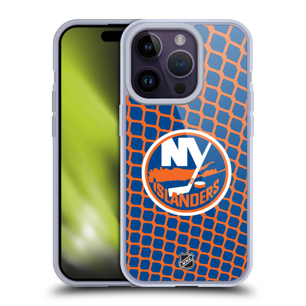 NHL New York Islanders Net Pattern Soft Gel Case for Apple iPhone 14 Pro
