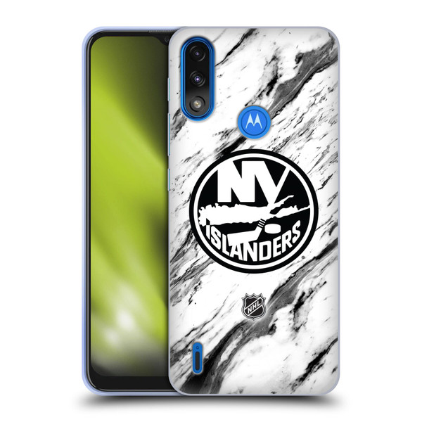 NHL New York Islanders Marble Soft Gel Case for Motorola Moto E7 Power / Moto E7i Power