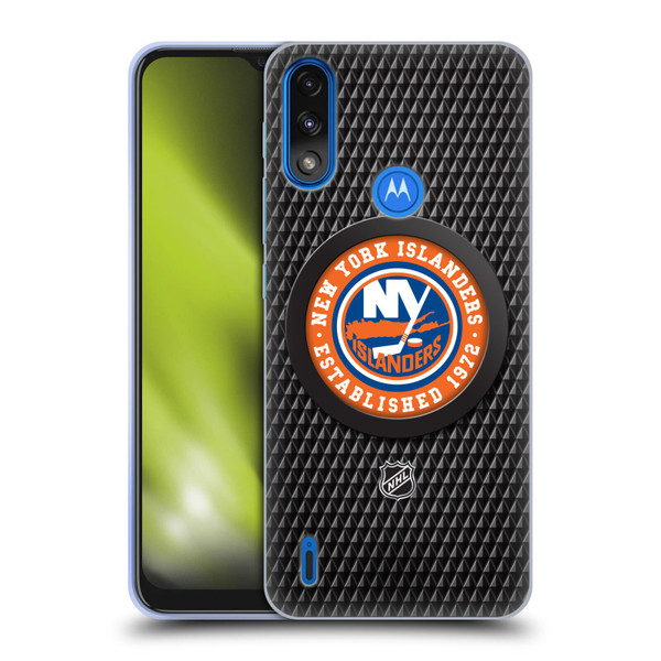 NHL New York Islanders Puck Texture Soft Gel Case for Motorola Moto E7 Power / Moto E7i Power