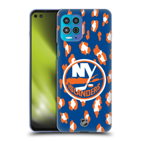 NHL New York Islanders Leopard Patten Soft Gel Case for Motorola Moto G100
