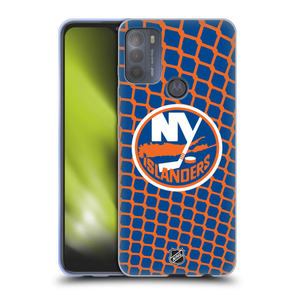 NHL New York Islanders Net Pattern Soft Gel Case for Motorola Moto G50