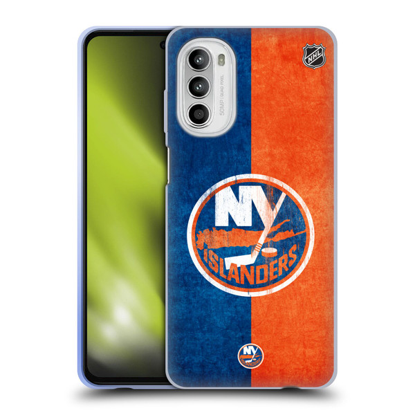 NHL New York Islanders Half Distressed Soft Gel Case for Motorola Moto G52