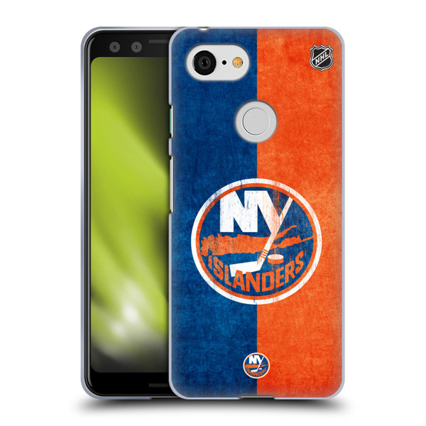 NHL New York Islanders Half Distressed Soft Gel Case for Google Pixel 3