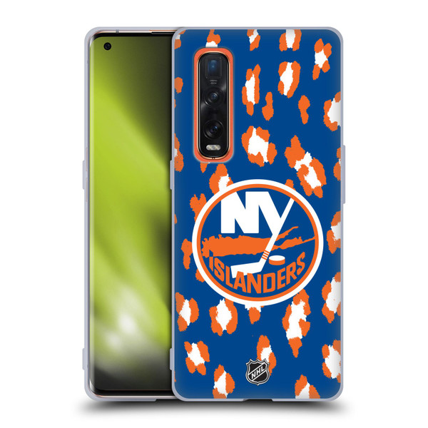 NHL New York Islanders Leopard Pattern Soft Gel Case for OPPO Find X2 Pro 5G
