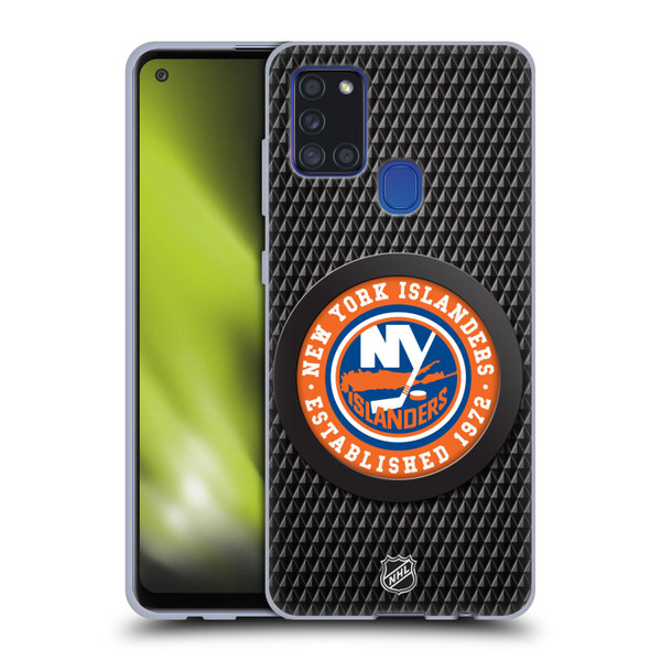 NHL New York Islanders Puck Texture Soft Gel Case for Samsung Galaxy A21s (2020)
