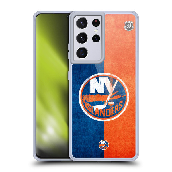 NHL New York Islanders Half Distressed Soft Gel Case for Samsung Galaxy S21 Ultra 5G