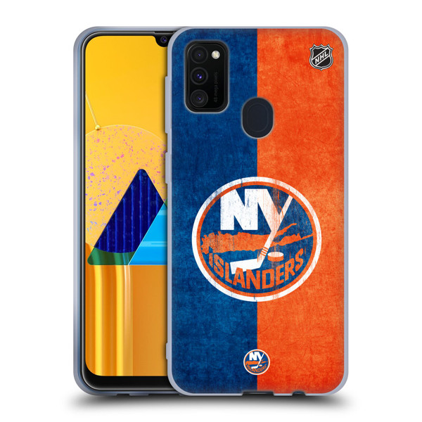 NHL New York Islanders Half Distressed Soft Gel Case for Samsung Galaxy M30s (2019)/M21 (2020)