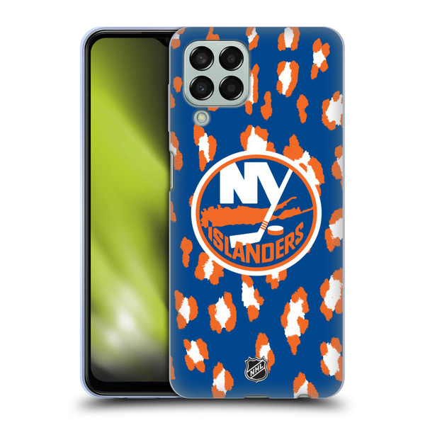 NHL New York Islanders Leopard Patten Soft Gel Case for Samsung Galaxy M33 (2022)