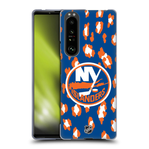 NHL New York Islanders Leopard Patten Soft Gel Case for Sony Xperia 1 III