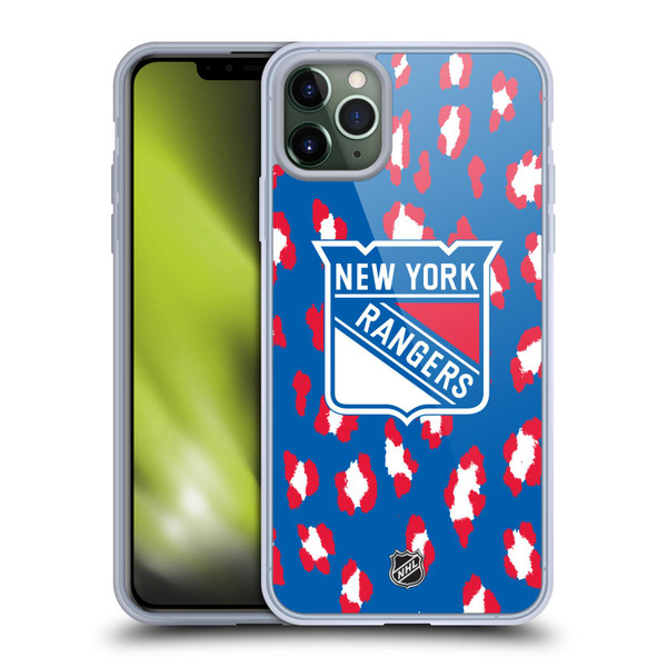 NHL New York Rangers Leopard Pattern Soft Gel Case for Apple iPhone 11 Pro Max & MagSafe