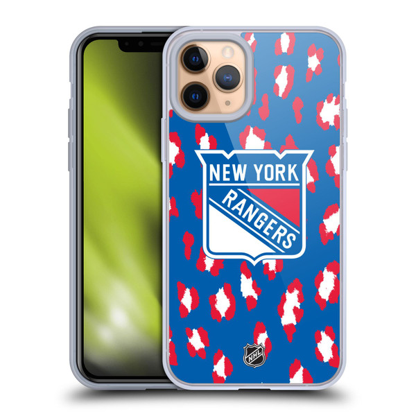 NHL New York Rangers Leopard Pattern Soft Gel Case for Apple iPhone 11 Pro & MagSafe