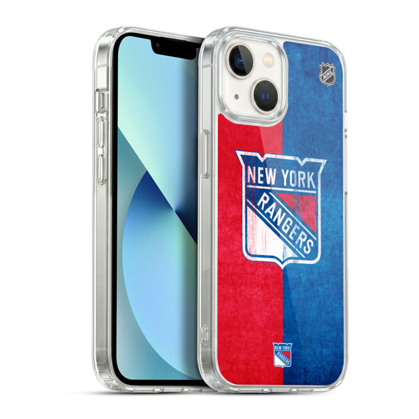 NHL New York Rangers Half Distressed Soft Gel Case for Apple iPhone 13