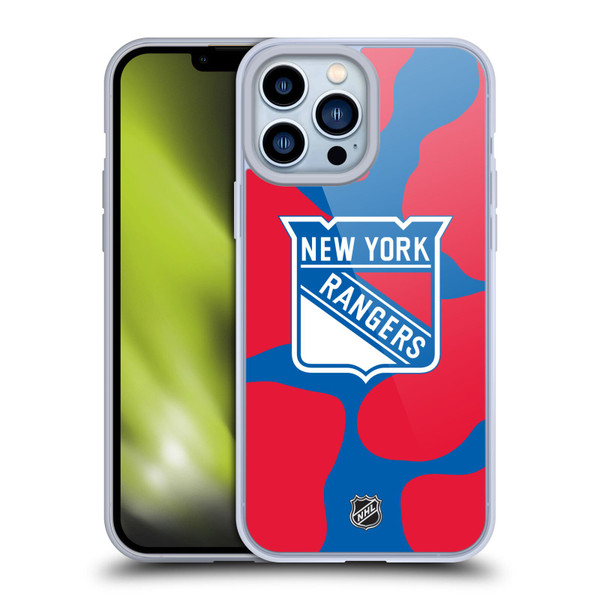NHL New York Rangers Cow Pattern Soft Gel Case for Apple iPhone 13 Pro Max