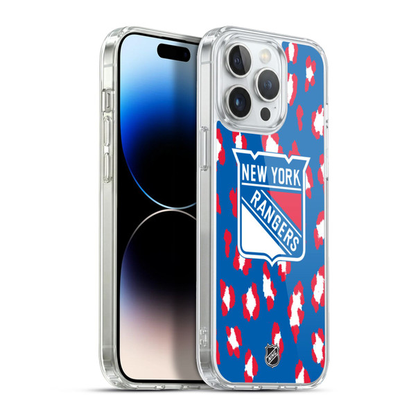 NHL New York Rangers Leopard Pattern Soft Gel Case for Apple iPhone 13 Pro Max & MagSafe