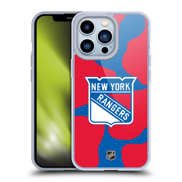 NHL New York Rangers Cow Pattern Soft Gel Case for Apple iPhone 13 Pro