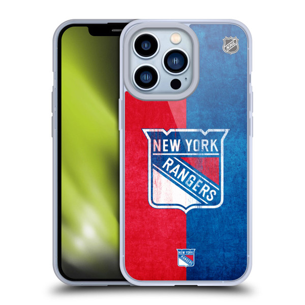 NHL New York Rangers Half Distressed Soft Gel Case for Apple iPhone 13 Pro