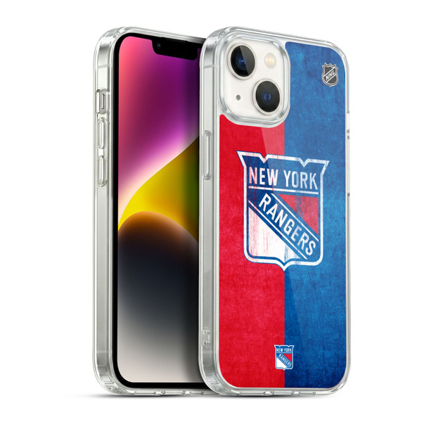 NHL New York Rangers Half Distressed Soft Gel Case for Apple iPhone 14