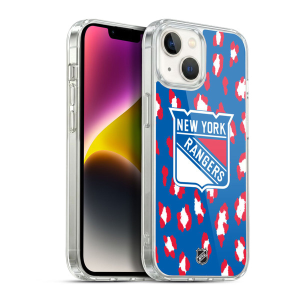 NHL New York Rangers Leopard Pattern Soft Gel Case for Apple iPhone 14