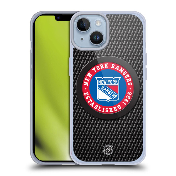 NHL New York Rangers Puck Texture Soft Gel Case for Apple iPhone 14