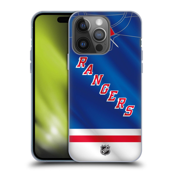 NHL New York Rangers Jersey Soft Gel Case for Apple iPhone 14 Pro