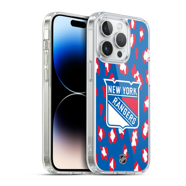 NHL New York Rangers Leopard Pattern Soft Gel Case for Apple iPhone 14 Pro & MagSafe