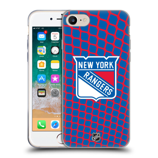 NHL New York Rangers Net Pattern Soft Gel Case for Apple iPhone 7 / 8 / SE 2020 & 2022 & MagSafe