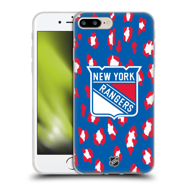NHL New York Rangers Leopard Pattern Soft Gel Case for Apple iPhone 7 Plus / iPhone 8 Plus & MagSafe