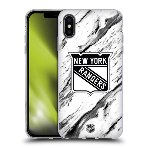 NHL New York Rangers Marble Soft Gel Case for Apple iPhone XS Max