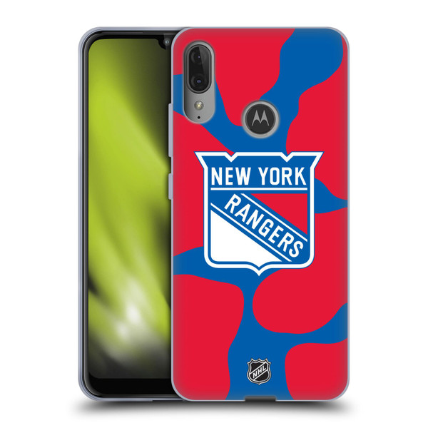 NHL New York Rangers Cow Pattern Soft Gel Case for Motorola Moto E6 Plus