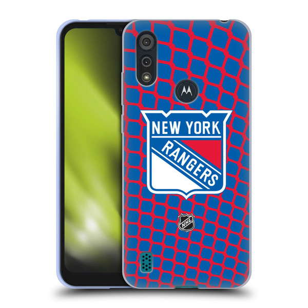 NHL New York Rangers Net Pattern Soft Gel Case for Motorola Moto E6s (2020)