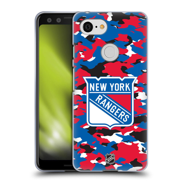 NHL New York Rangers Camouflage Soft Gel Case for Google Pixel 3