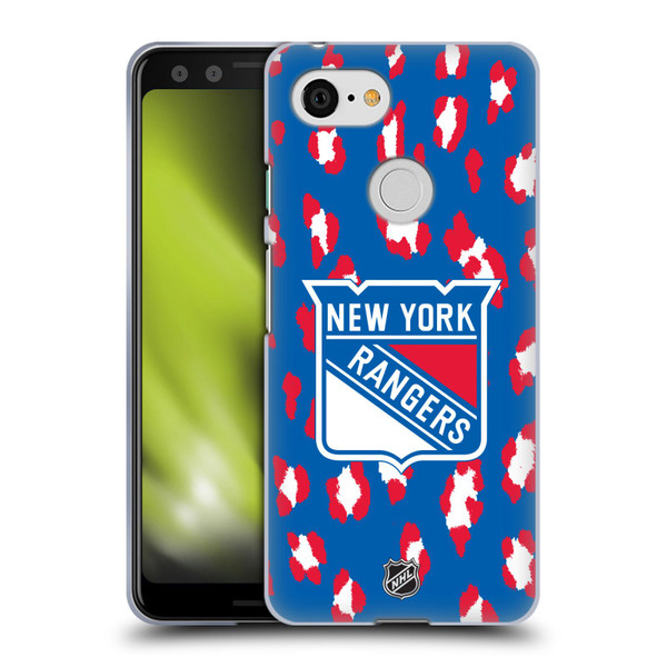 NHL New York Rangers Leopard Patten Soft Gel Case for Google Pixel 3