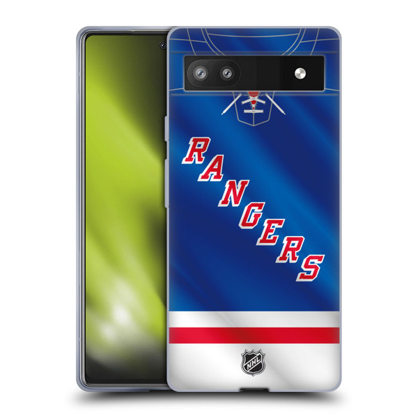 NHL New York Rangers Jersey Soft Gel Case for Google Pixel 6a