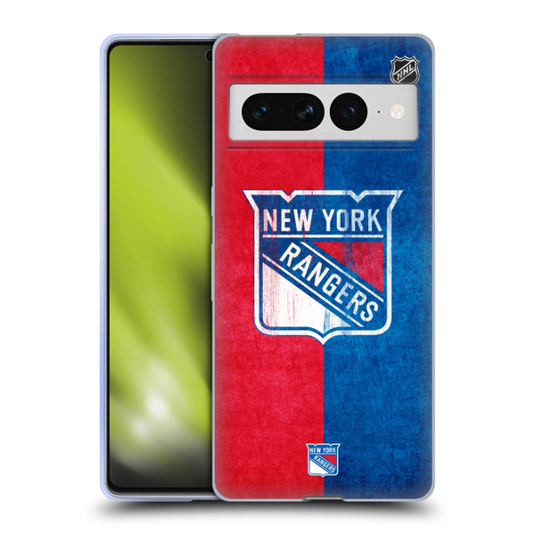 NHL New York Rangers Half Distressed Soft Gel Case for Google Pixel 7 Pro
