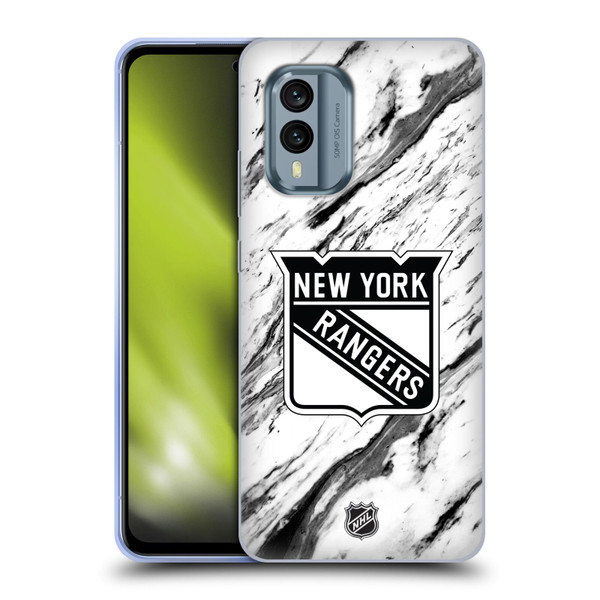 NHL New York Rangers Marble Soft Gel Case for Nokia X30