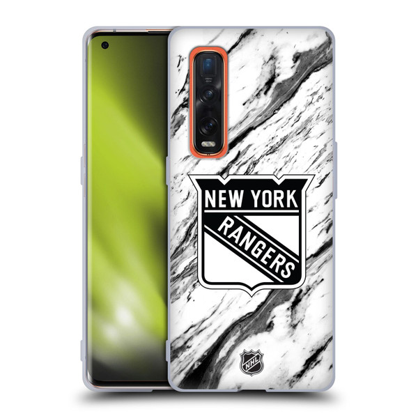 NHL New York Rangers Marble Soft Gel Case for OPPO Find X2 Pro 5G