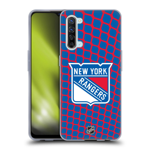 NHL New York Rangers Net Pattern Soft Gel Case for OPPO Find X2 Lite 5G