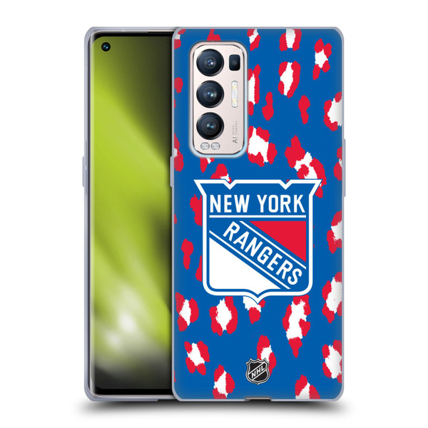 NHL New York Rangers Leopard Patten Soft Gel Case for OPPO Find X3 Neo / Reno5 Pro+ 5G
