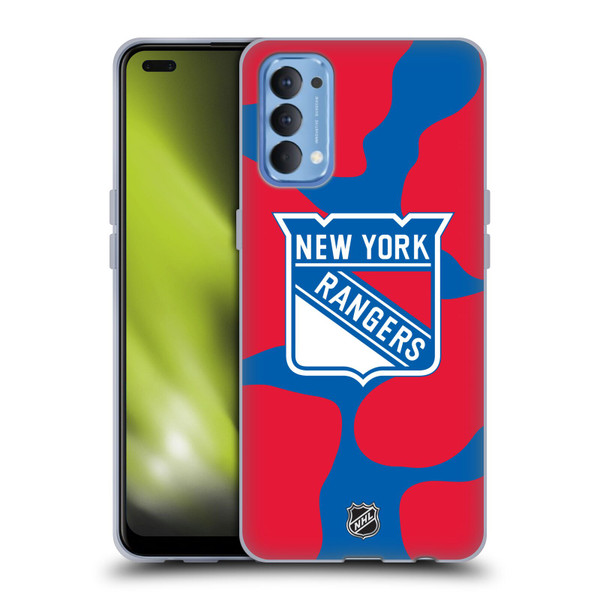 NHL New York Rangers Cow Pattern Soft Gel Case for OPPO Reno 4 5G