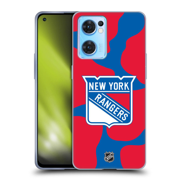 NHL New York Rangers Cow Pattern Soft Gel Case for OPPO Reno7 5G / Find X5 Lite