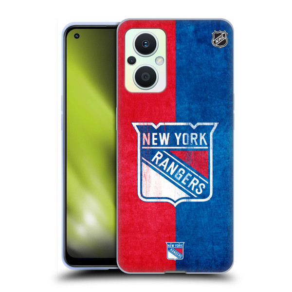 NHL New York Rangers Half Distressed Soft Gel Case for OPPO Reno8 Lite