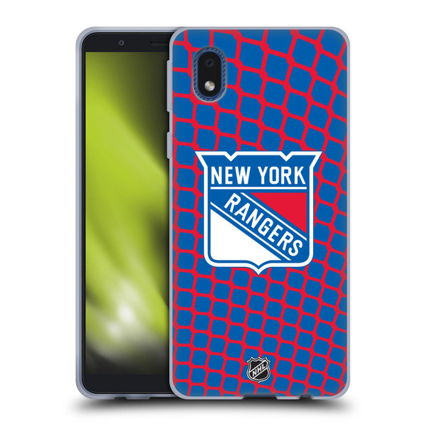NHL New York Rangers Net Pattern Soft Gel Case for Samsung Galaxy A01 Core (2020)